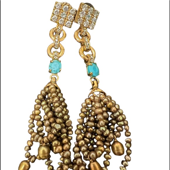 Tracy Porter Jewelry - Tracy Porter Bohemian Turquoise Rhinestone Gold Bead Dangle Earrings